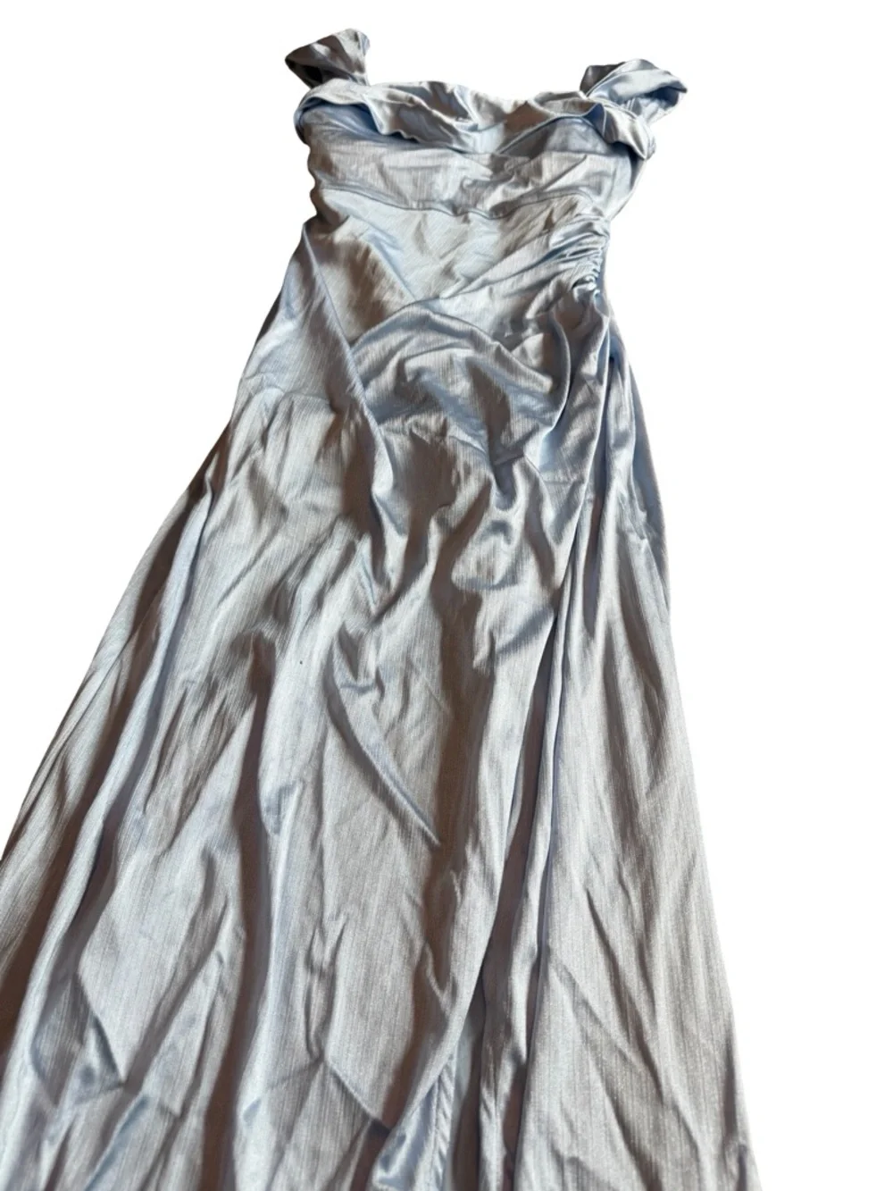 Popilush Shine Off-Shoulder Sculpting Ruched Dress High Slit Size Small NWT - Picture 6 of 14